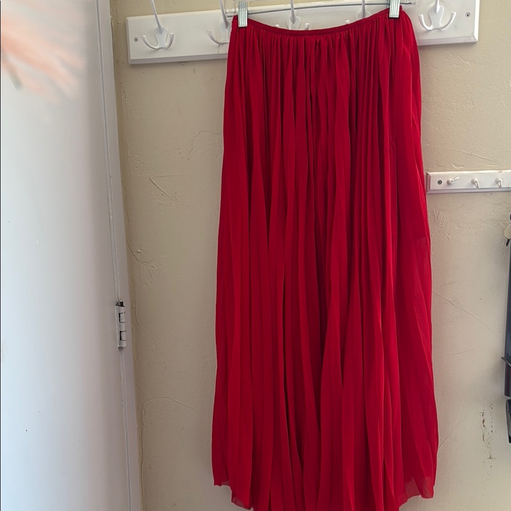 J.ING Red Maxi A-Line Pleated Skirt